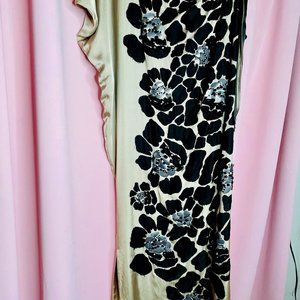 Lanvin Resort 2010 Putty colored maxi w/black beaded details Size 40